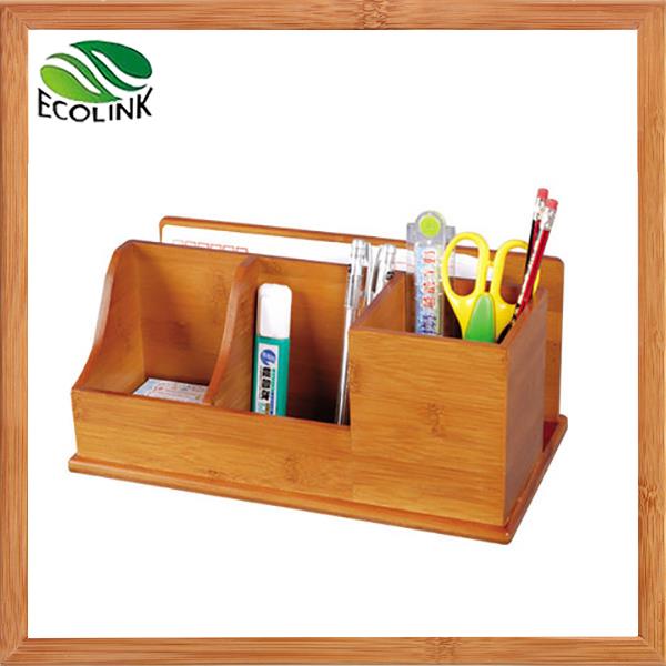 Deiliad Trefnydd bambŵ naturiol 2 Slot post llythyr